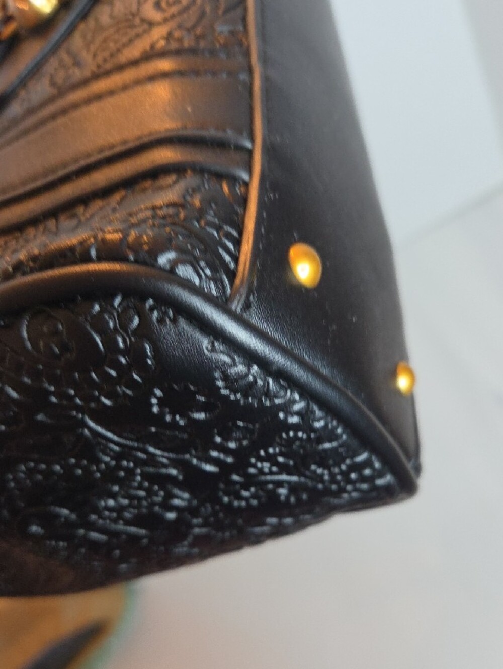 Betsey Johnson Black Embossed Barrel Shoulder Bag with Gold Skull Accent - Picture 8 of 11